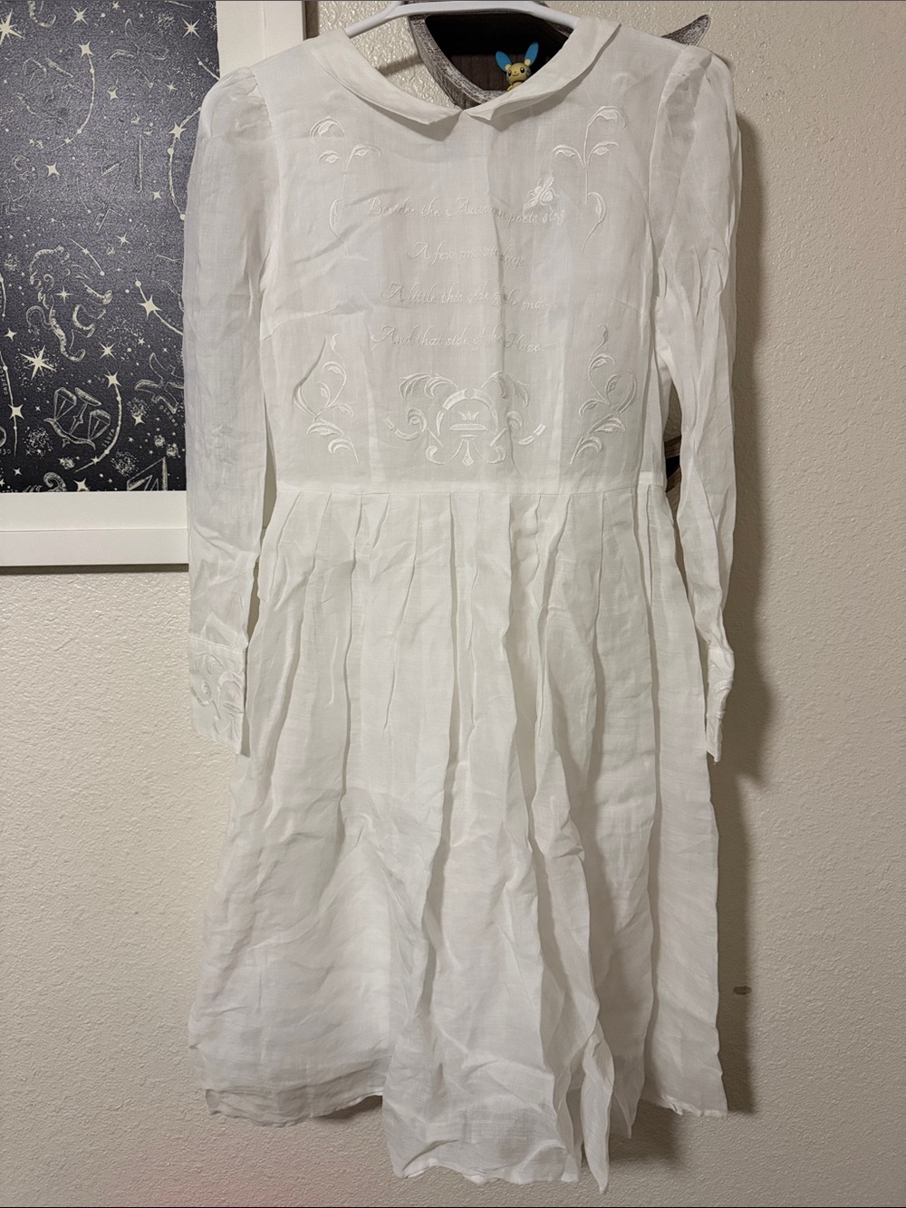 Unlogical Poem white long sleeve dress 160/84A pleated button back